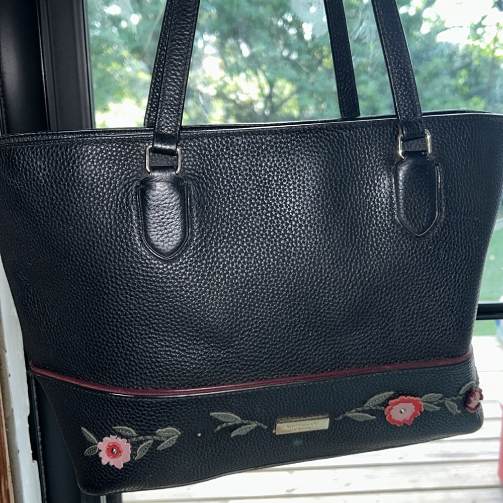 Kate Spade Laurel Way Special Edition Black Tote with Floral Accents - Picture 2 of 15